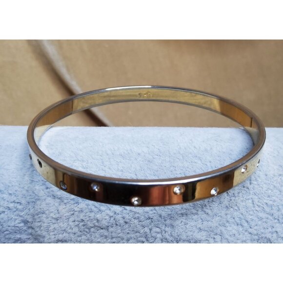 Vintage Vintage Swarovski Crystal Goldtone / Silvertone Bangle Bracelet, prelove - Picture 2 of 16